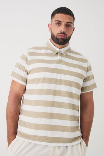 Plus Textured Stripe Polo stone