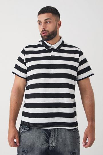 Black Plus Textured Stripe Polo