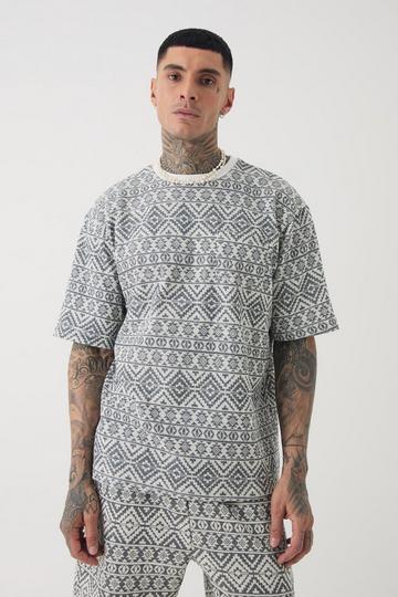 Tall Oversized Jacquard Abstract T-shirt grey