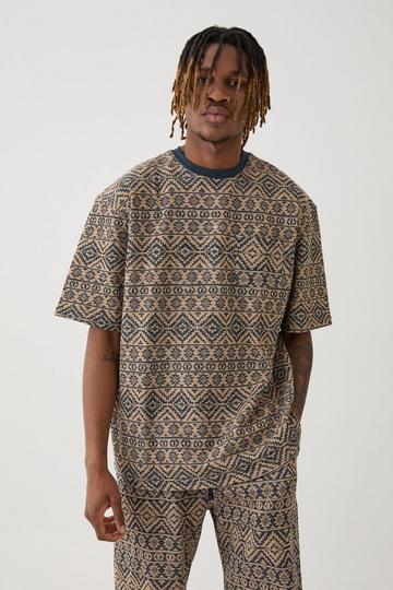 Tall Oversized Jacquard Abstract T-shirt stone