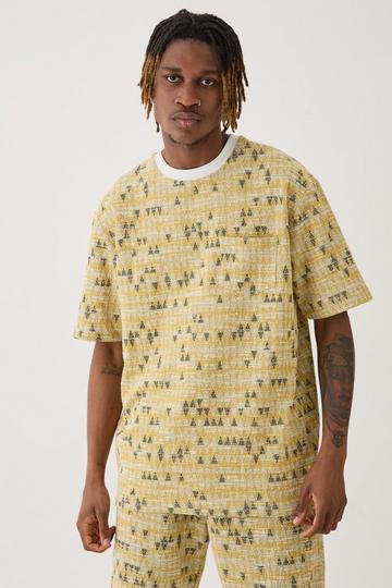 Yellow Tall Oversized Jacquard Geo T-shirt