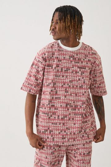 Red Tall Oversized Jacquard Geo T-shirt