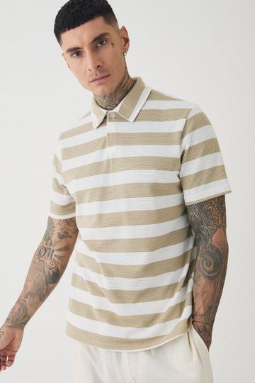 Tall Textured Stripe Polo stone