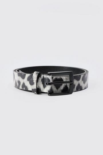 Leopard Print Belt In Grey grey