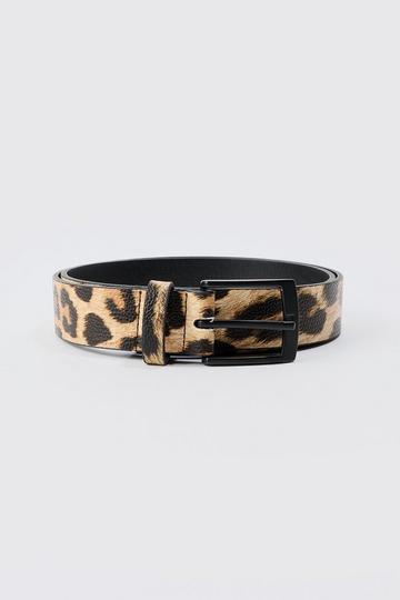 Brown Leopard Print Belt In Brown