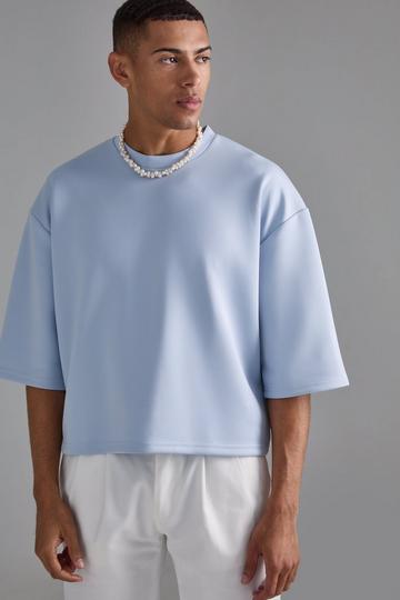 Oversized Extra Boxy Scuba T-Shirt Met Halve Mouwen pastel blue