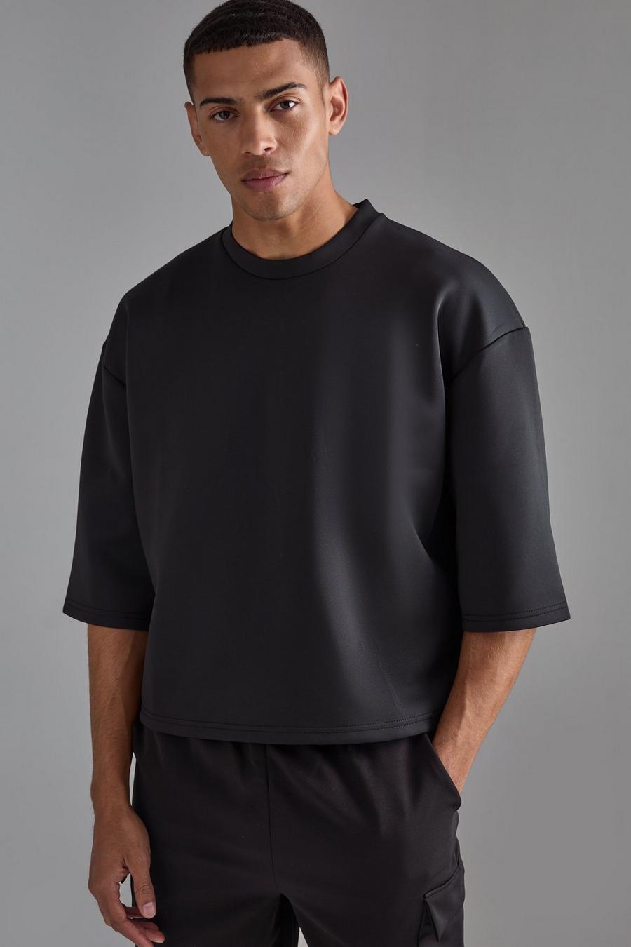 Black Oversized Extra Boxy Half Sleeve Scuba T-shirt