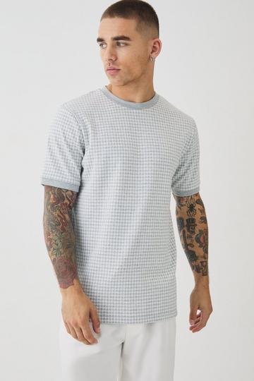 Smart Slim Dogtooth Jacquard Ringer T-shirt light grey