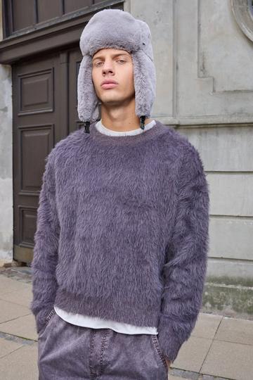 Oversized Boxy Super Fluffy Knitted Jumper purple