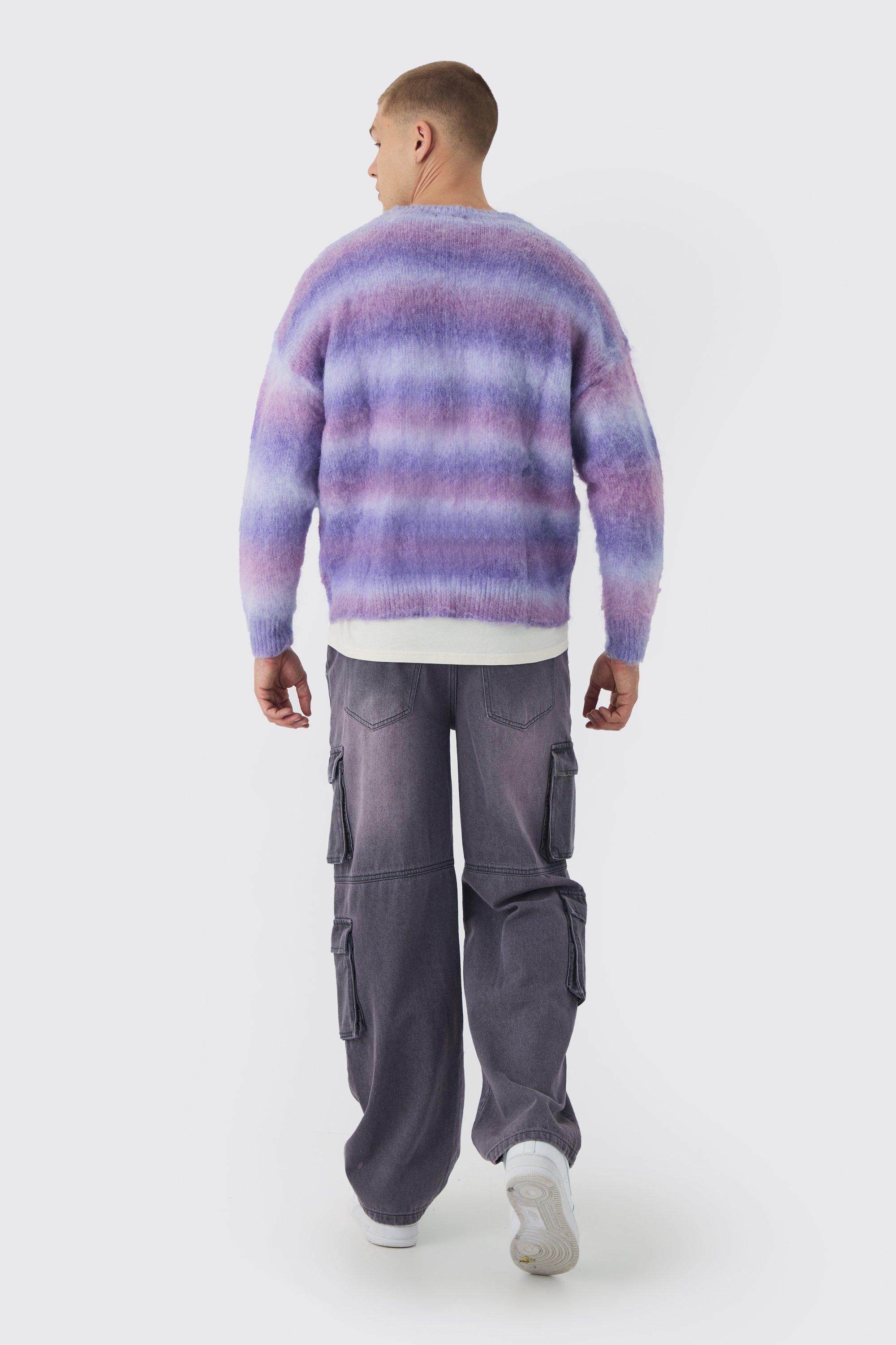 Oversized Boxy Brushed Stripe Knitted Sweater | boohoo USA