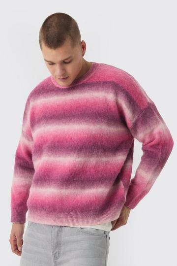 Oversized Boxy Brushed Ombre Knitted Jumper pink