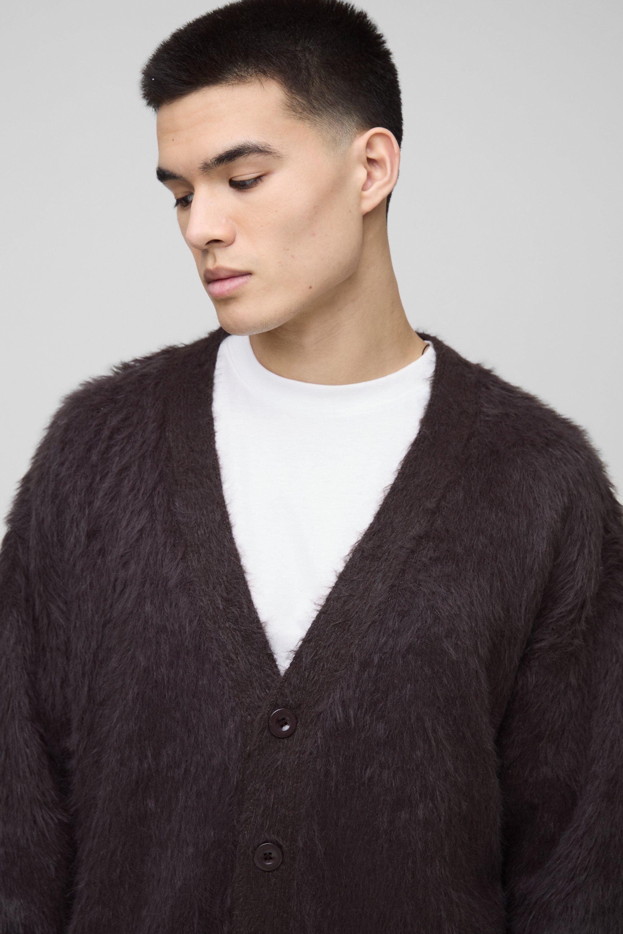 Oversized fur cardigan best sale