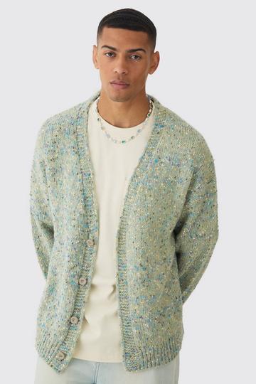 Oversized Textured Brushed Knitted Cardigan khaki