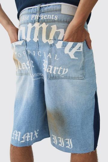 Parachute Homme Double Waistband Ripped Denim Jorts light blue