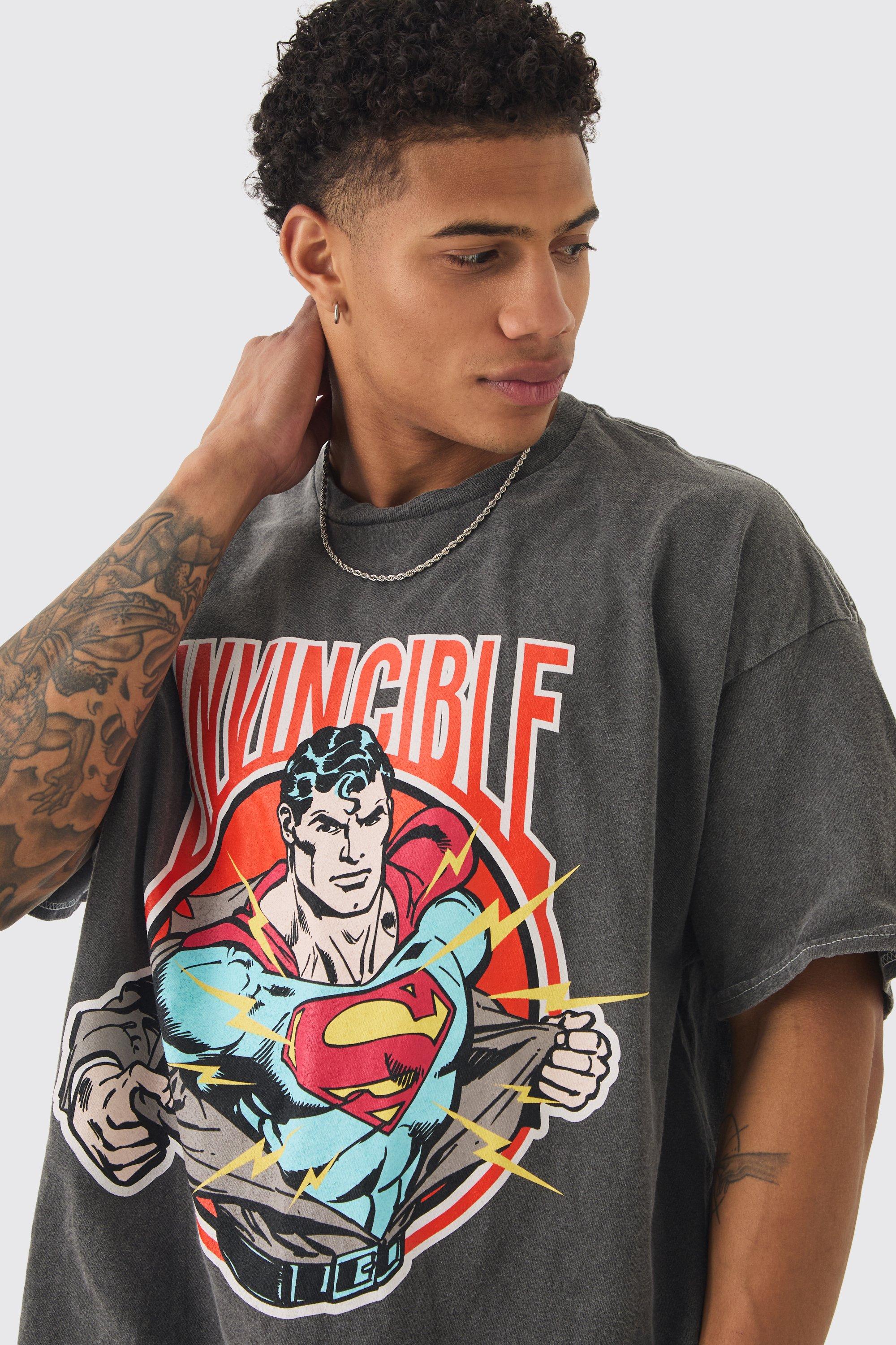 Oversized Superman Wash License T shirt