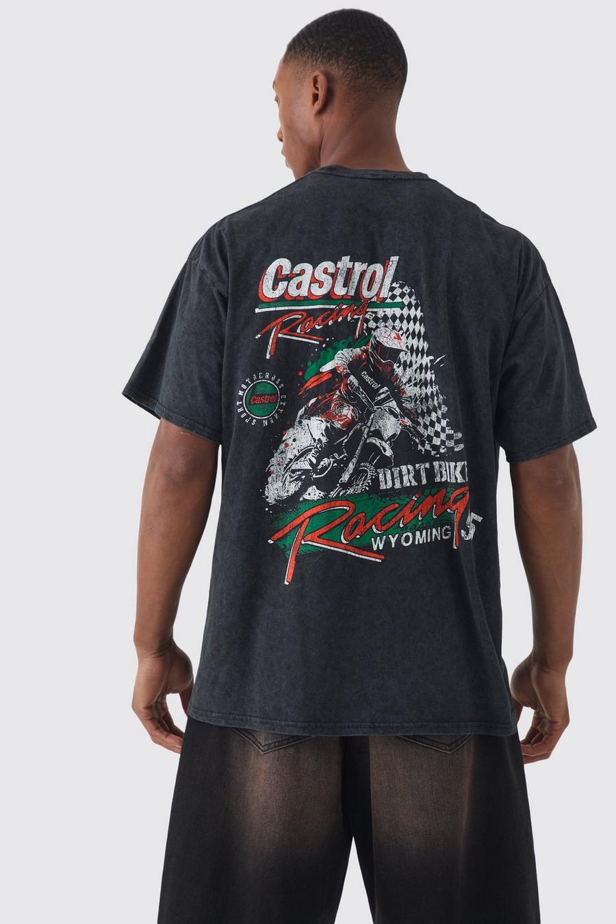 Charcoal Oversized Castrol Racing Wash License T-shirt