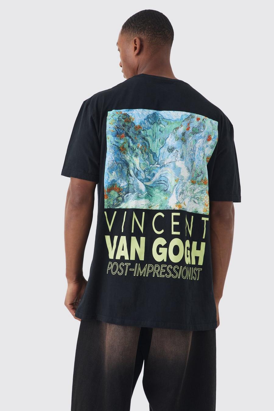 Black Oversized Van Gogh Scenic Art License T-shirt