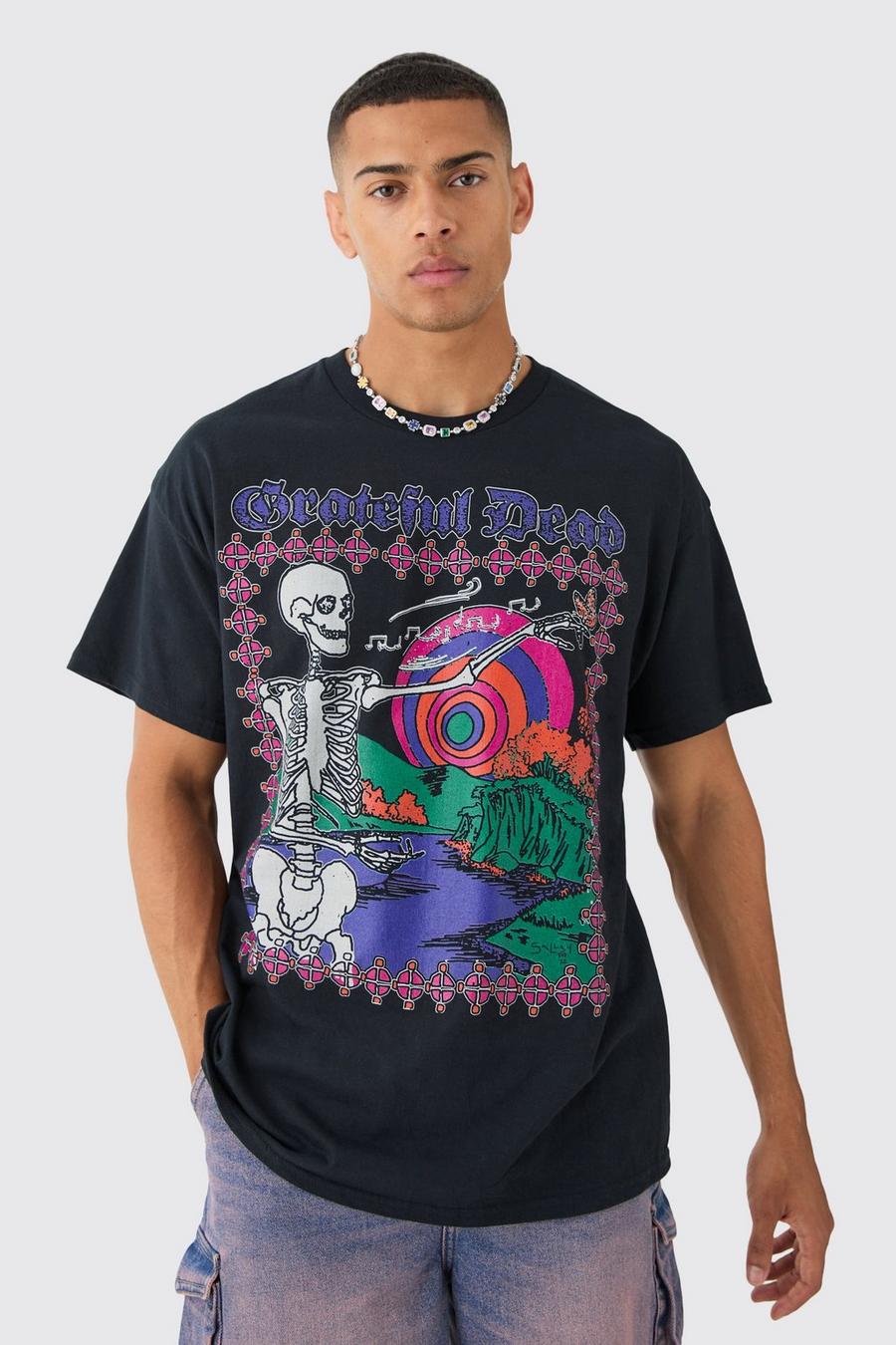 Black Oversized Greatful Dead Band License T-shirt image number 1