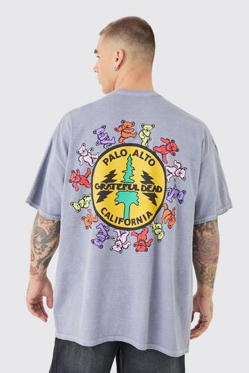 Oversized Greatful Dead Band Wash License T-shirt light grey