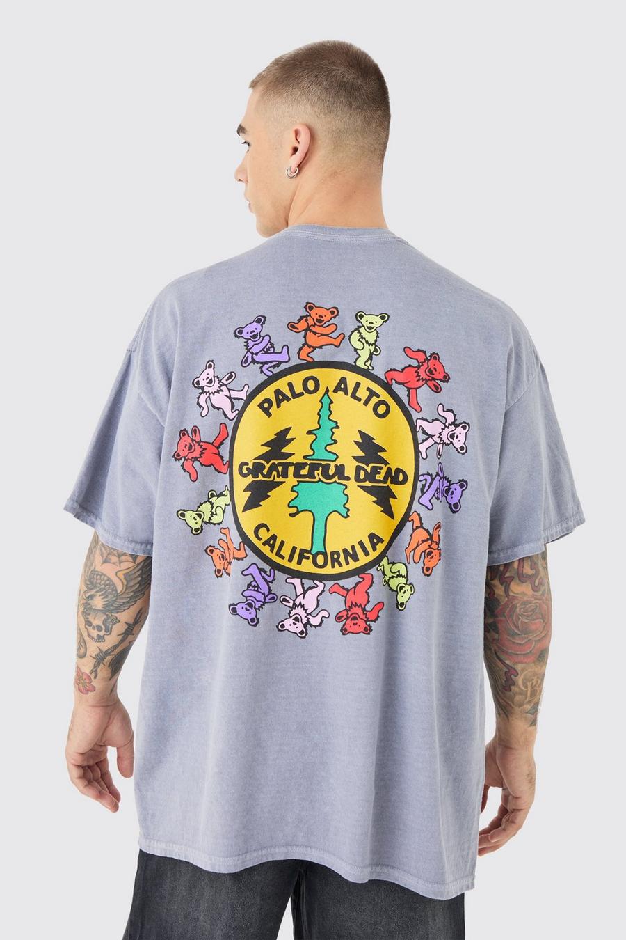 Light grey Oversized Greatful Dead Band Wash License T-shirt image number 1