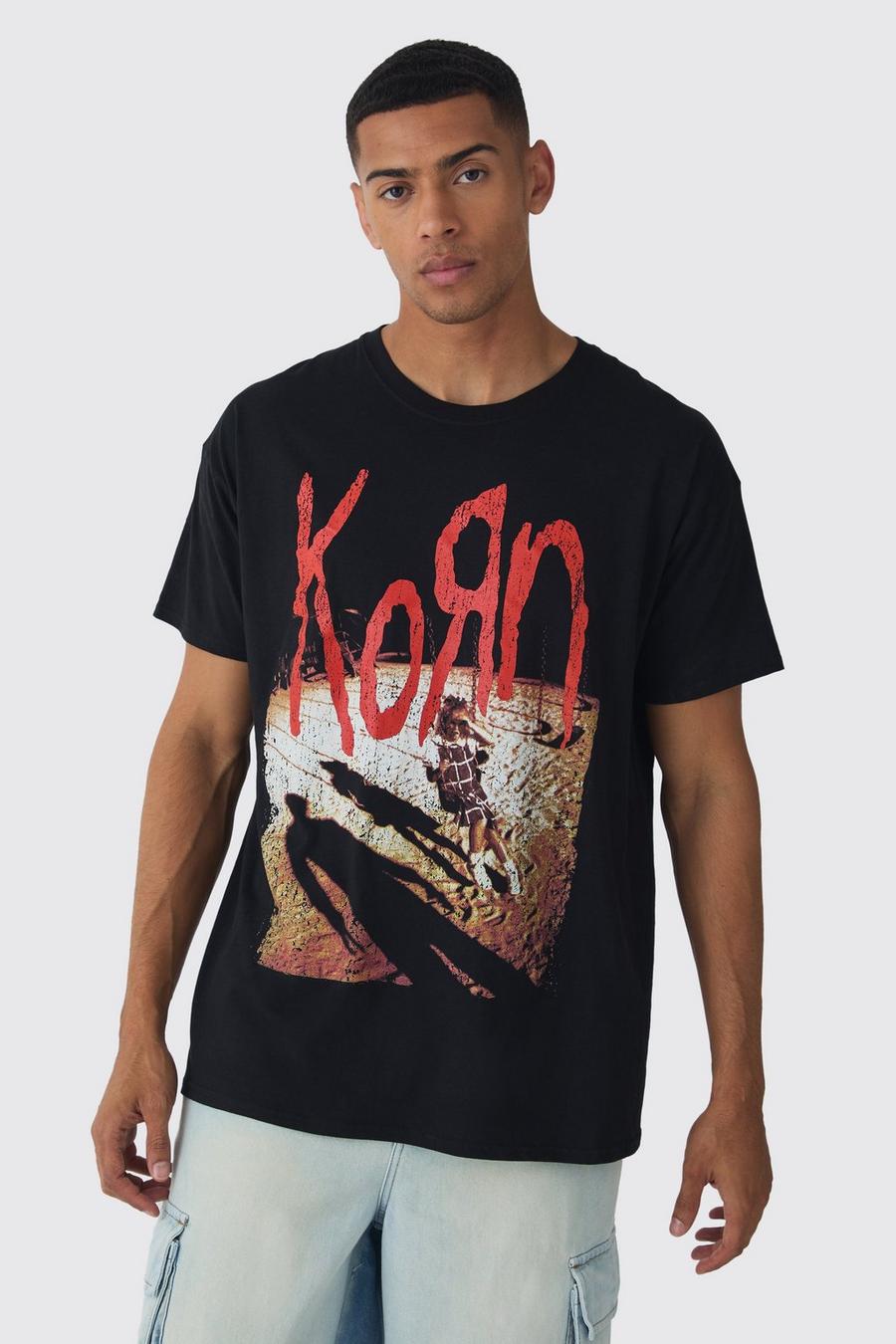 Black Oversized Korn Band License T-shirt