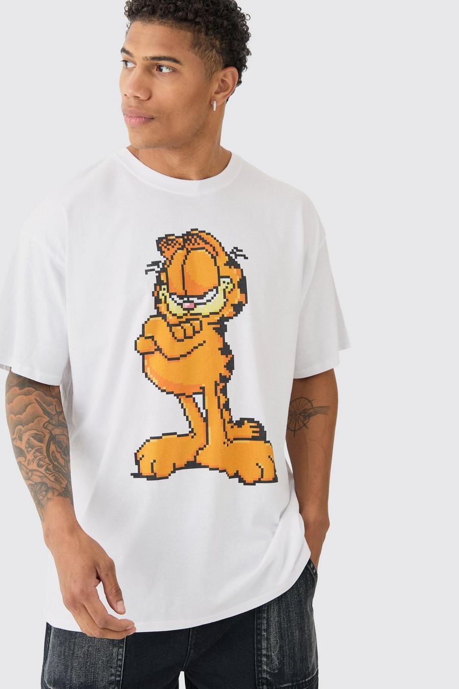 White Oversized Garfield License T-shirt