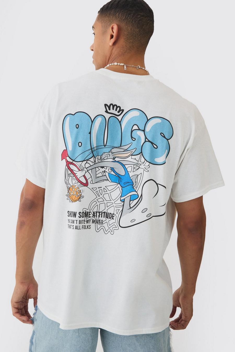 White Oversized Looney Tunes Bugs Bunny License T-shirt