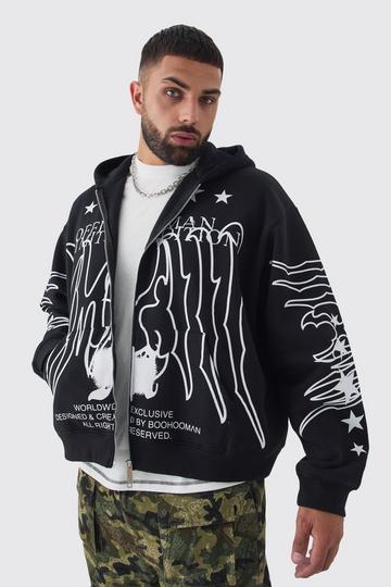 Plus Oversized Official Man Hoodie Met Print black