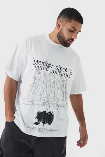 White Plus Oversized Extended Neck Limited Graphic T-Shirt