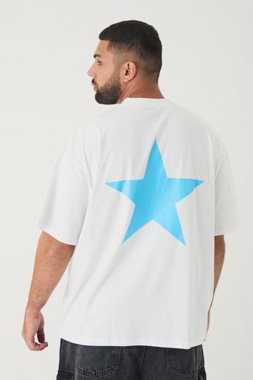 White Plus Oversized Extended Neck Star Graphic T-Shirt