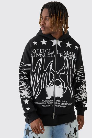 Tall Oversized Official Man Hoodie Met Print black