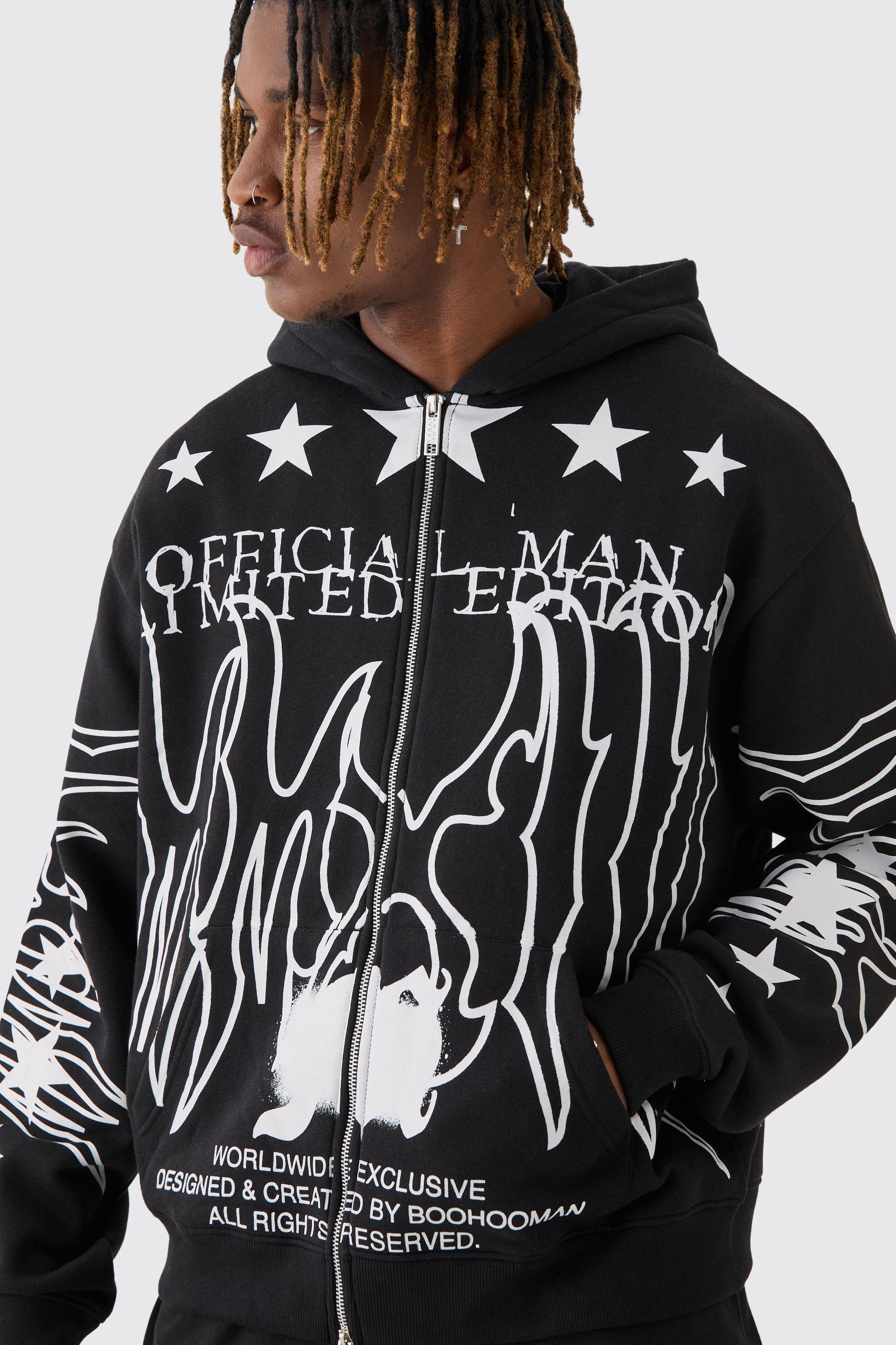 Boohoo man black hoodie online