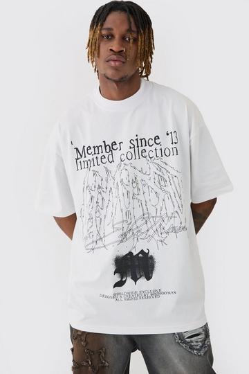 White Tall Oversized Extended Neck Limited Graphic T-Shirt