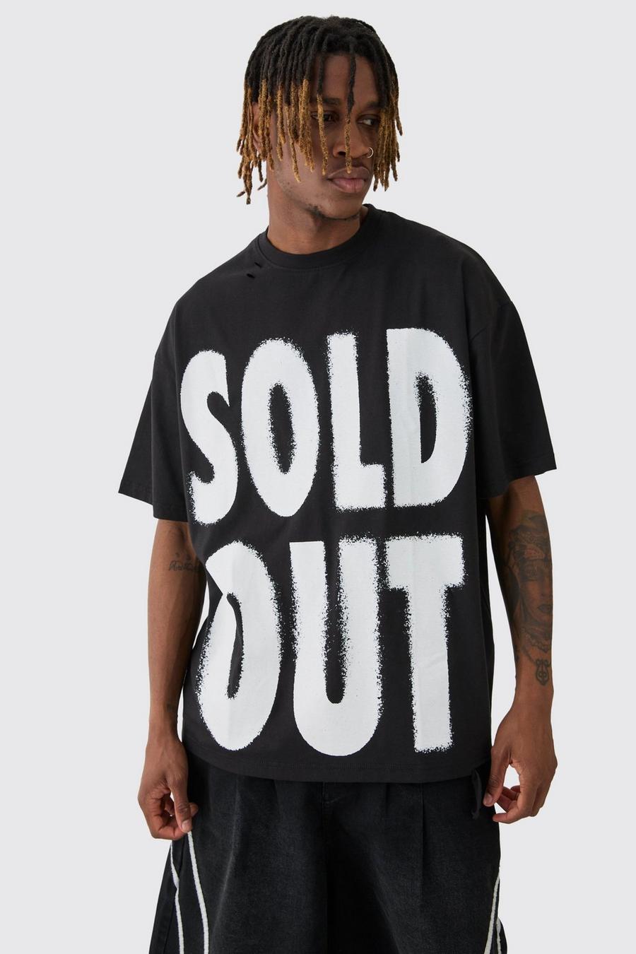 Black Tall Oversized  Sold Out Print T-shirt