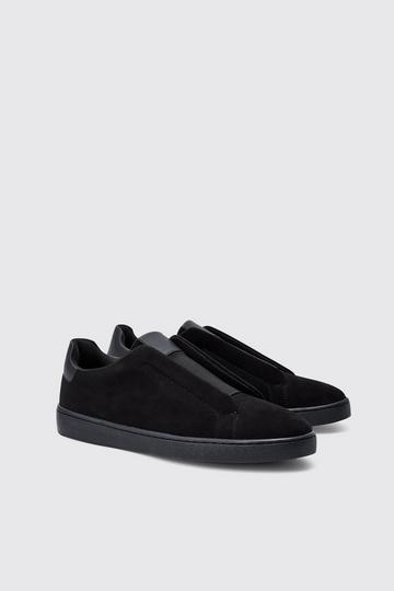 Faux Suede Trainer In Black black