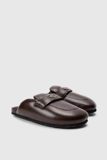 Brown Padded Man Tab Mule In Brown