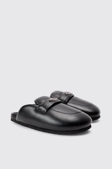 Black Padded Man Tab Mule In Black