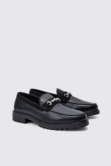 PU Loafer With Contrast Suede Panel In Black black