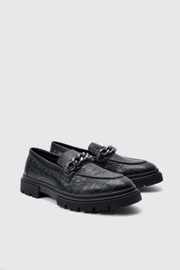 Pu Loafer With Chunky Chain Detail In Black black