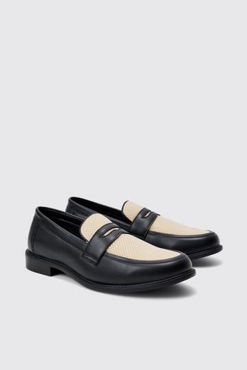 Contrast Panel Mesh Loafer In Black black