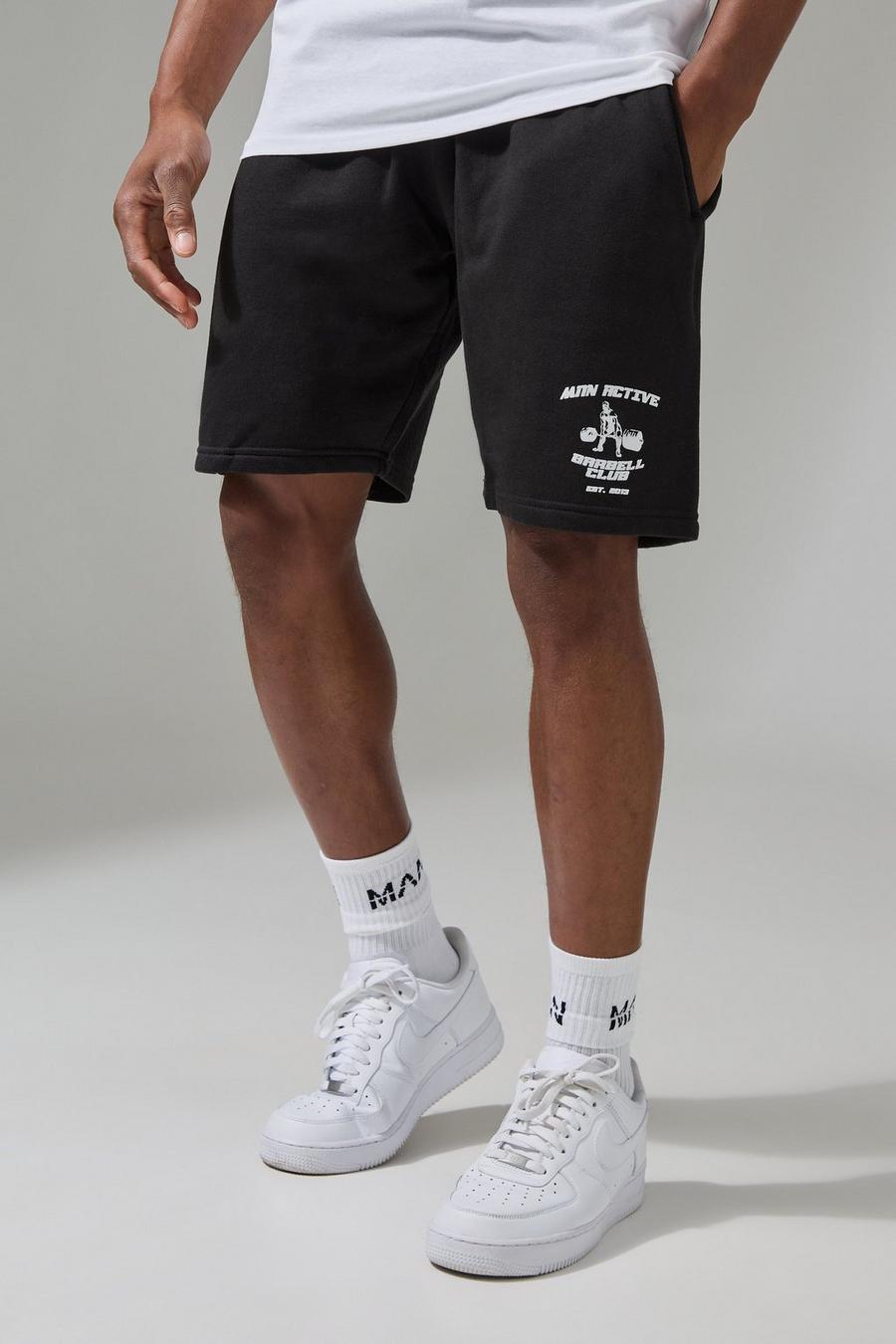 Black Man Active Loose Fit Barbell Club Shorts image number 1