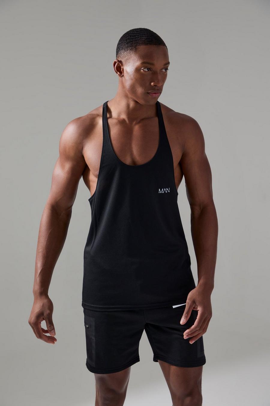 Black Man Active Performance Stringer Vest image number 1