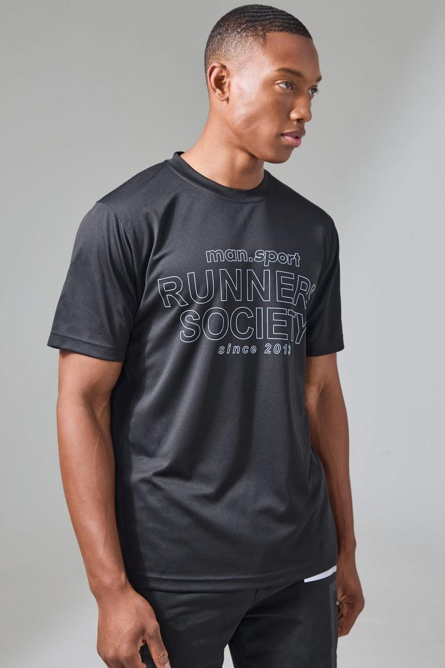 Black Man Active Runners Society Performance T-shirt
