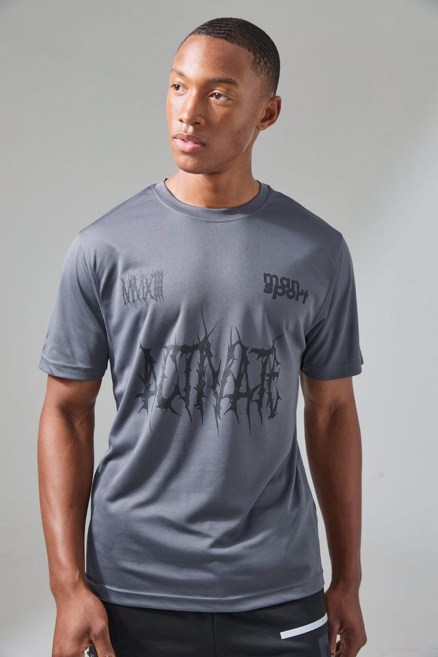 Charcoal Man Active Gothic Print Performance T-shirt image number 1