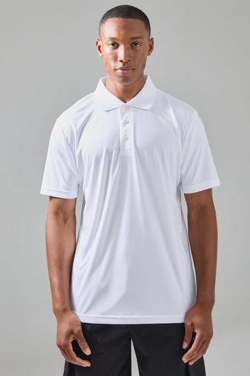 White Man Active Button Up Golf Performance Polo