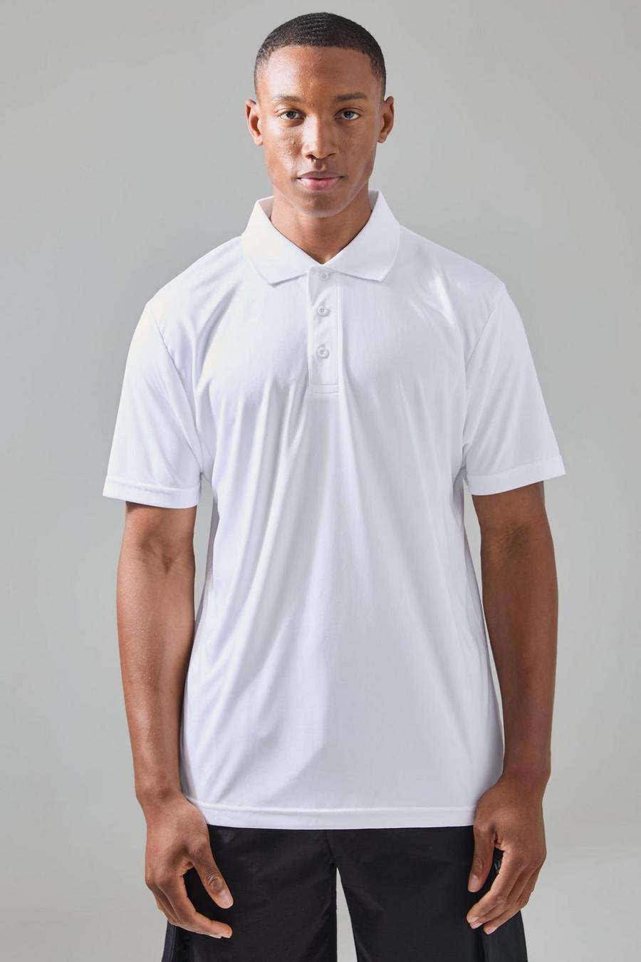 White Man Active Button Up Golf Performance Polo image number 1