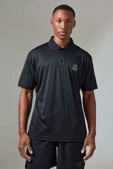 Black Man Active Golf Crest Performance Regular Fit Polo