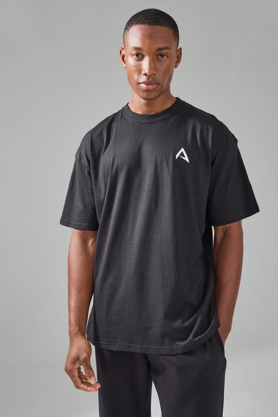 Black Man Active Oversized Branded T-shirt image number 1