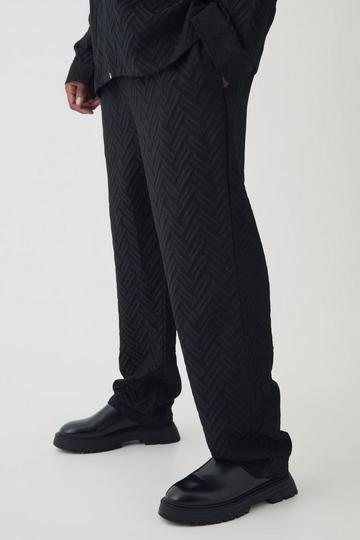 Plus Tonal Geo Smart Straight Trouser black