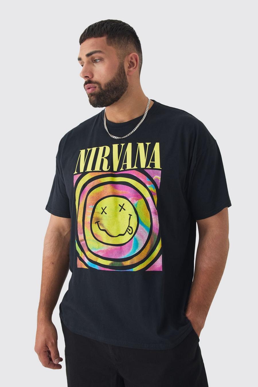 Black Plus Nirvana Smiley License T-shirt image number 1
